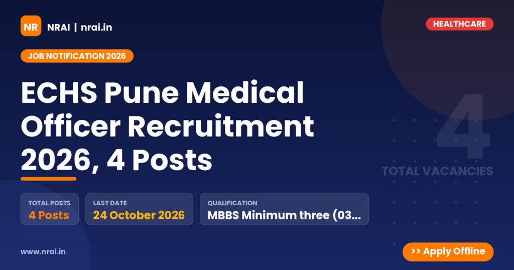 ECHS Pune Medical Officer Recruitment 2026, 4 Posts - NRAI nrai.in