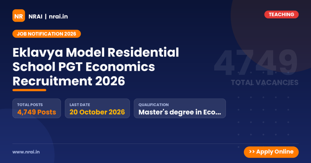 Eklavya Model Residential School PGT Economics Recruitment 2026 - NRAI nrai.in