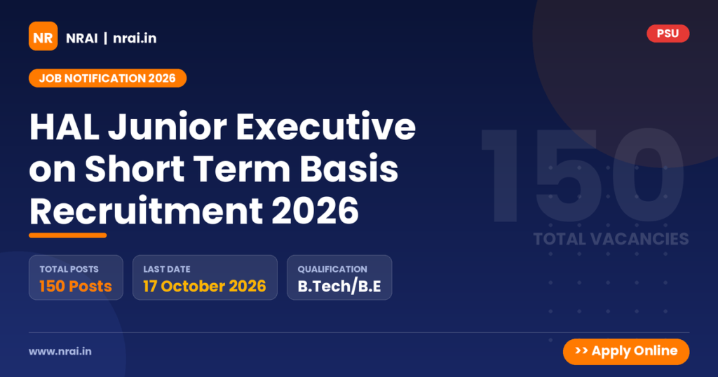HAL Junior Executive on Short Term Basis Recruitment 2026 - NRAI nrai.in