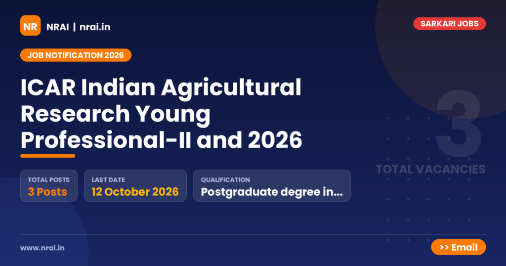 ICAR Indian Agricultural Research Young Professional-II and 2026 - NRAI nrai.in