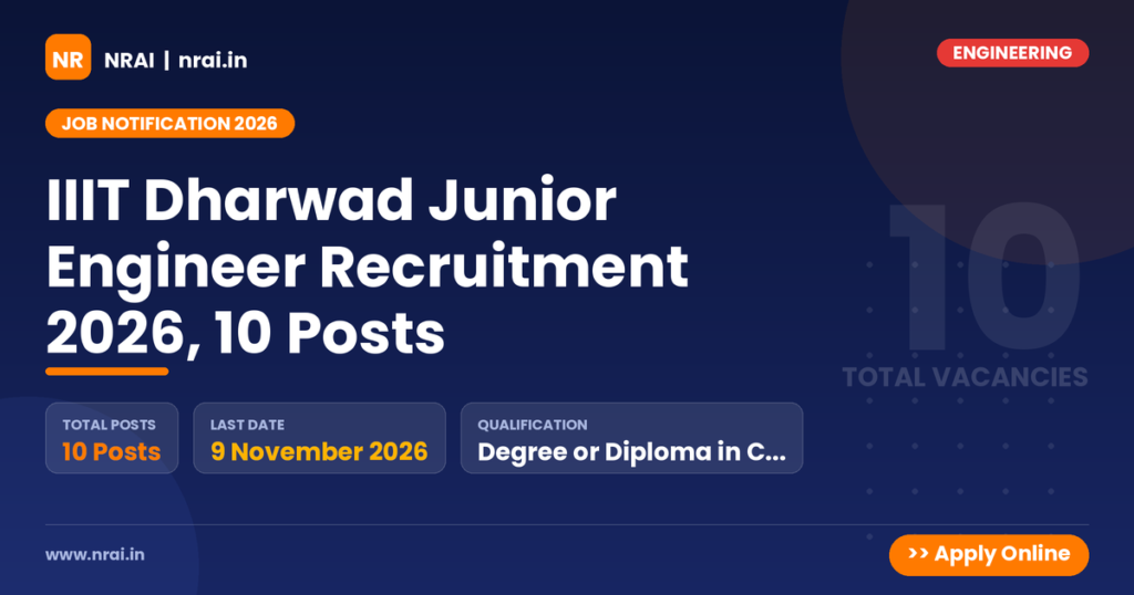 IIIT Dharwad Junior Engineer Recruitment 2026, 10 Posts - NRAI nrai.in