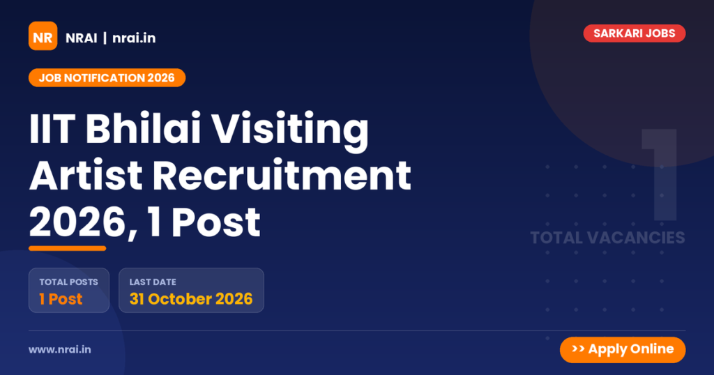 IIT Bhilai Visiting Artist Recruitment 2026, 1 Post - NRAI nrai.in