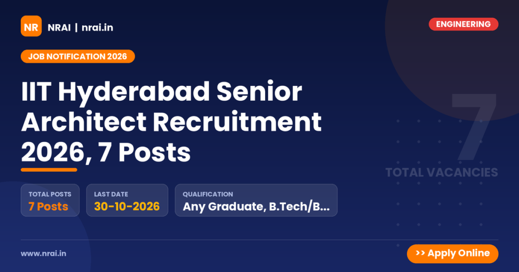 IIT Hyderabad Senior Architect Recruitment 2026, 7 Posts - NRAI nrai.in