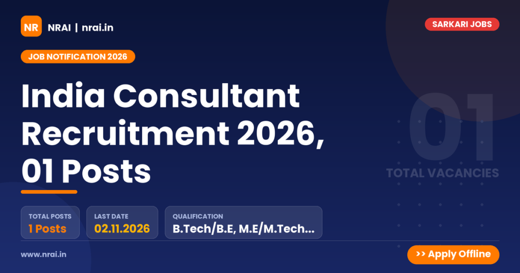 India Consultant Recruitment 2026, 01 Posts - NRAI nrai.in