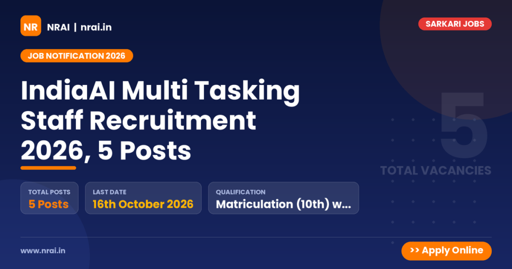 IndiaAI Multi Tasking Staff Recruitment 2026, 5 Posts - NRAI nrai.in
