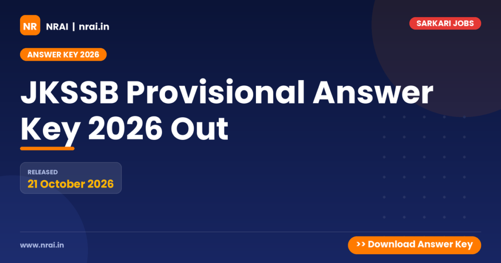 JKSSB Provisional Answer Key 2026 Out - NRAI nrai.in