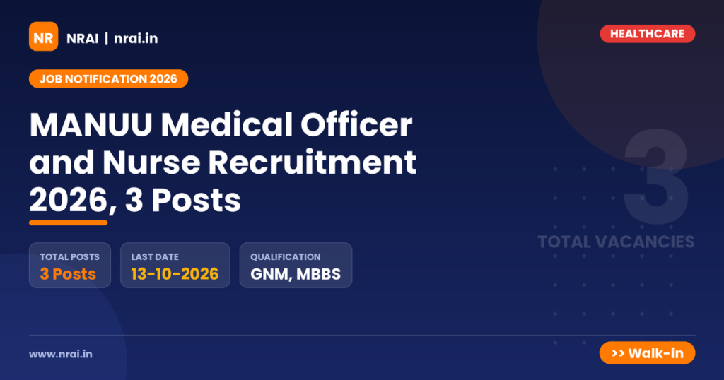 MANUU Medical Officer and Nurse Recruitment 2026, 3 Posts - NRAI nrai.in