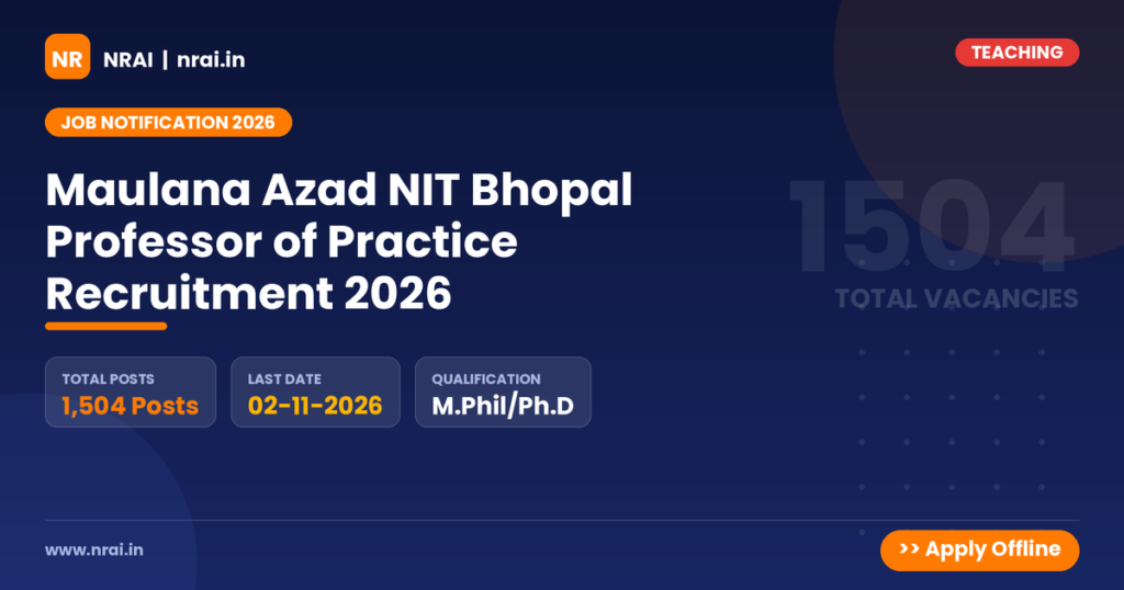 Maulana Azad NIT Bhopal Professor of Practice Recruitment 2026 - NRAI nrai.in
