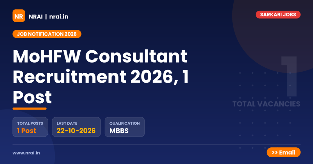 MoHFW Consultant Recruitment 2026, 1 Post - NRAI nrai.in