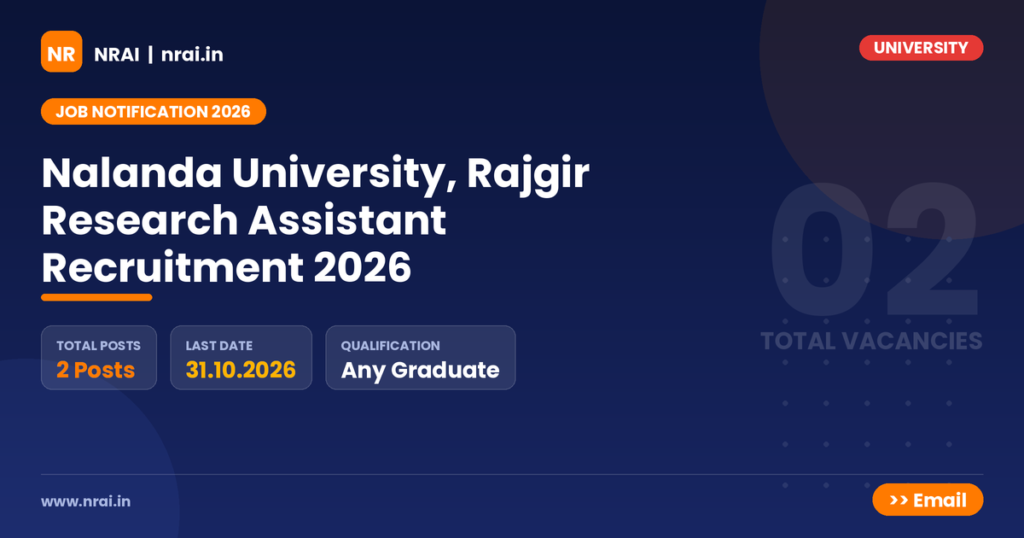 Nalanda University, Rajgir Research Assistant Recruitment 2026 - NRAI nrai.in