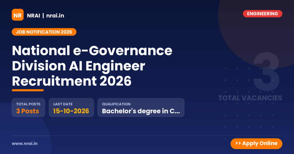 National e-Governance Division AI Engineer Recruitment 2026 - NRAI nrai.in