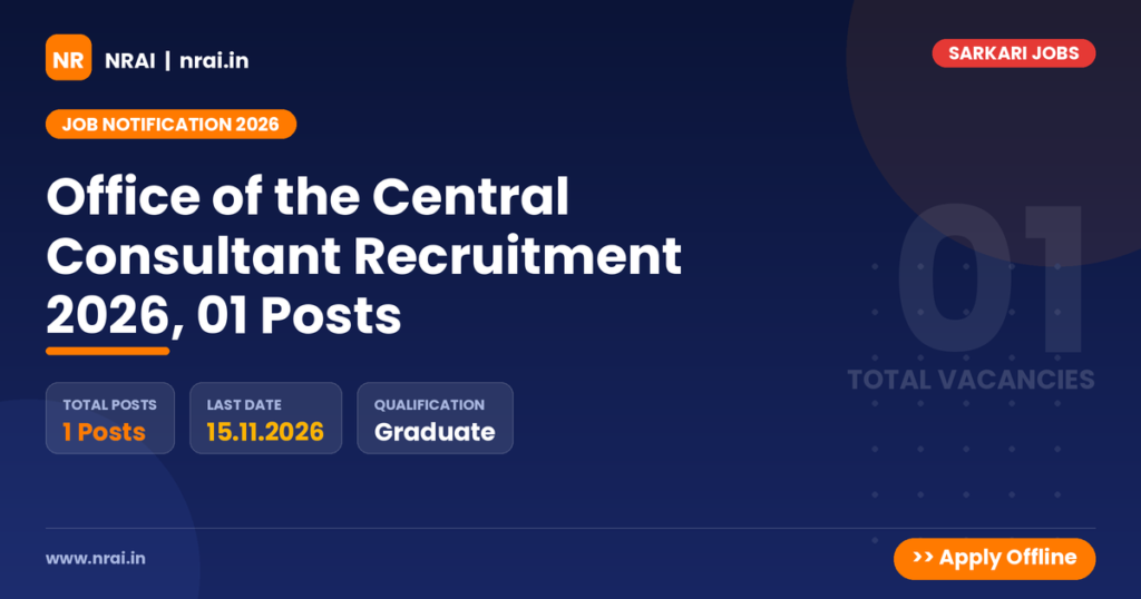 Office of the Central Consultant Recruitment 2026, 01 Posts - NRAI nrai.in