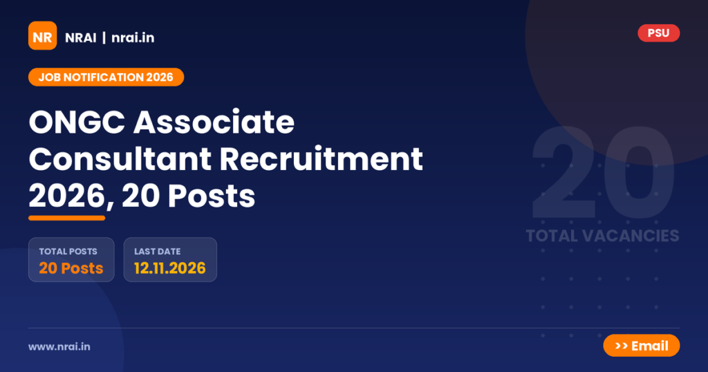 ONGC Associate Consultant Recruitment 2026, 20 Posts - NRAI nrai.in