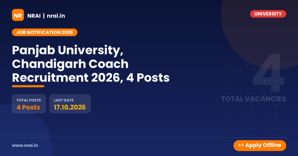 Panjab University, Chandigarh Coach Recruitment 2026, 4 Posts - NRAI nrai.in