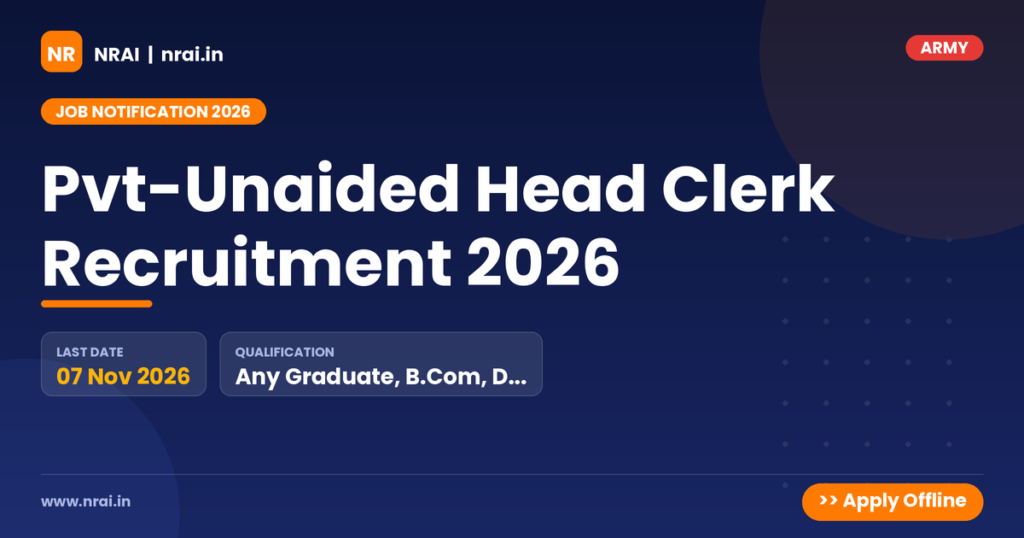 Pvt-Unaided Head Clerk Recruitment 2026 - NRAI nrai.in