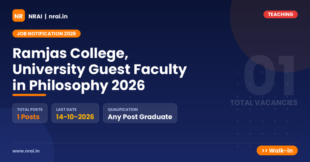 Ramjas College, University Guest Faculty in Philosophy 2026 - NRAI nrai.in