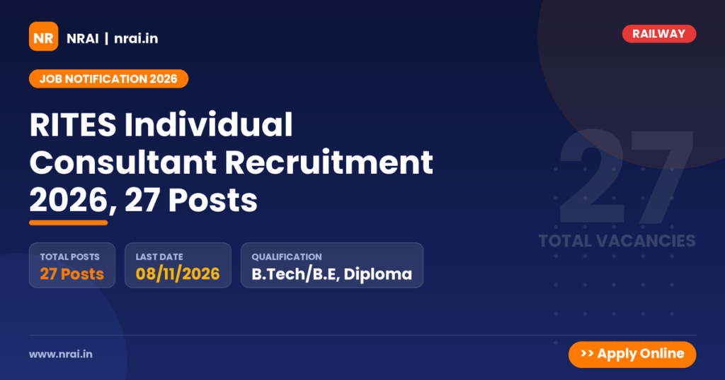RITES Individual Consultant Recruitment 2026, 27 Posts - NRAI nrai.in