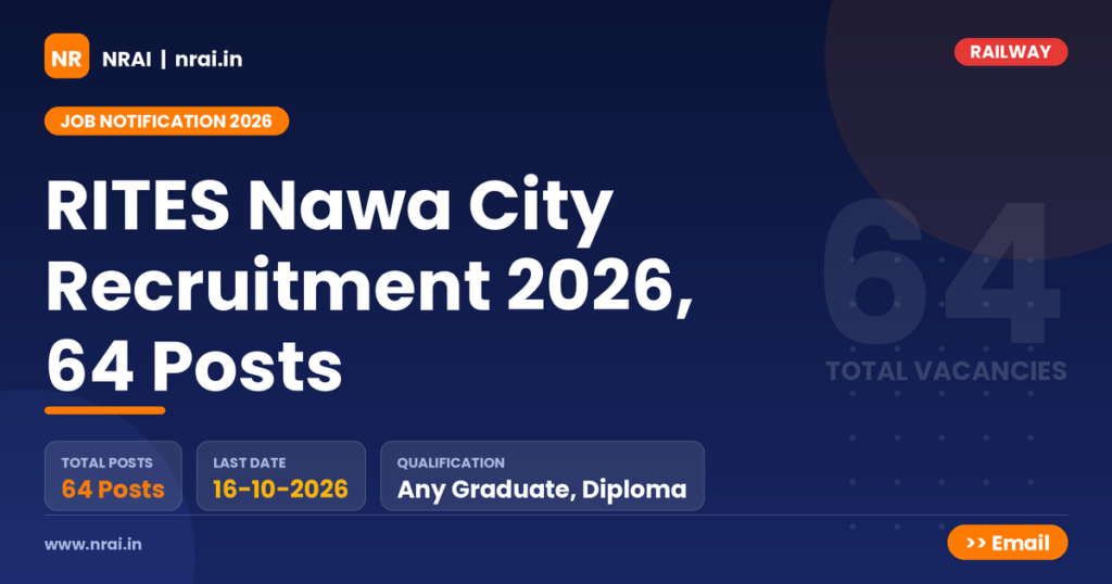 RITES Nawa City Recruitment 2026, 64 Posts - NRAI nrai.in