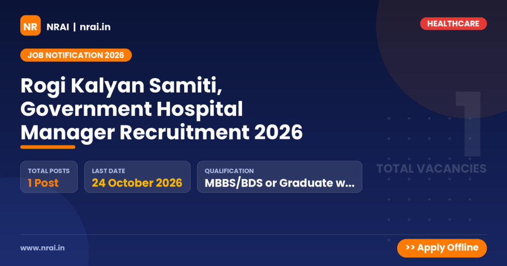 Rogi Kalyan Samiti, Government Hospital Manager Recruitment 2026 - NRAI nrai.in