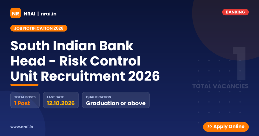 South Indian Bank Head - Risk Control Unit Recruitment 2026 - NRAI nrai.in