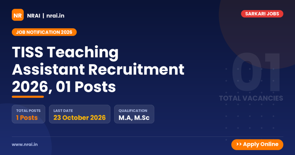 TISS Teaching Assistant Recruitment 2026, 01 Posts - NRAI nrai.in
