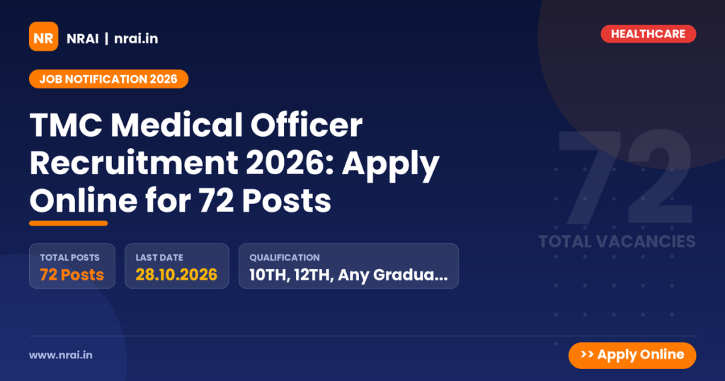 TMC Medical Officer Recruitment 2026: Apply Online for 72 Posts - NRAI nrai.in