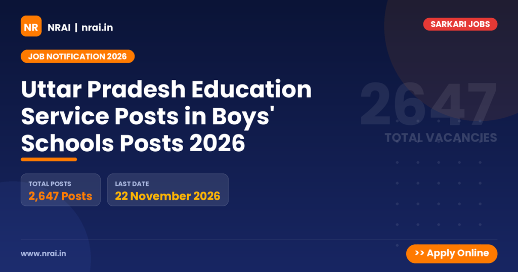 Uttar Pradesh Education Service Posts in Boys' Schools Posts 2026 - NRAI nrai.in